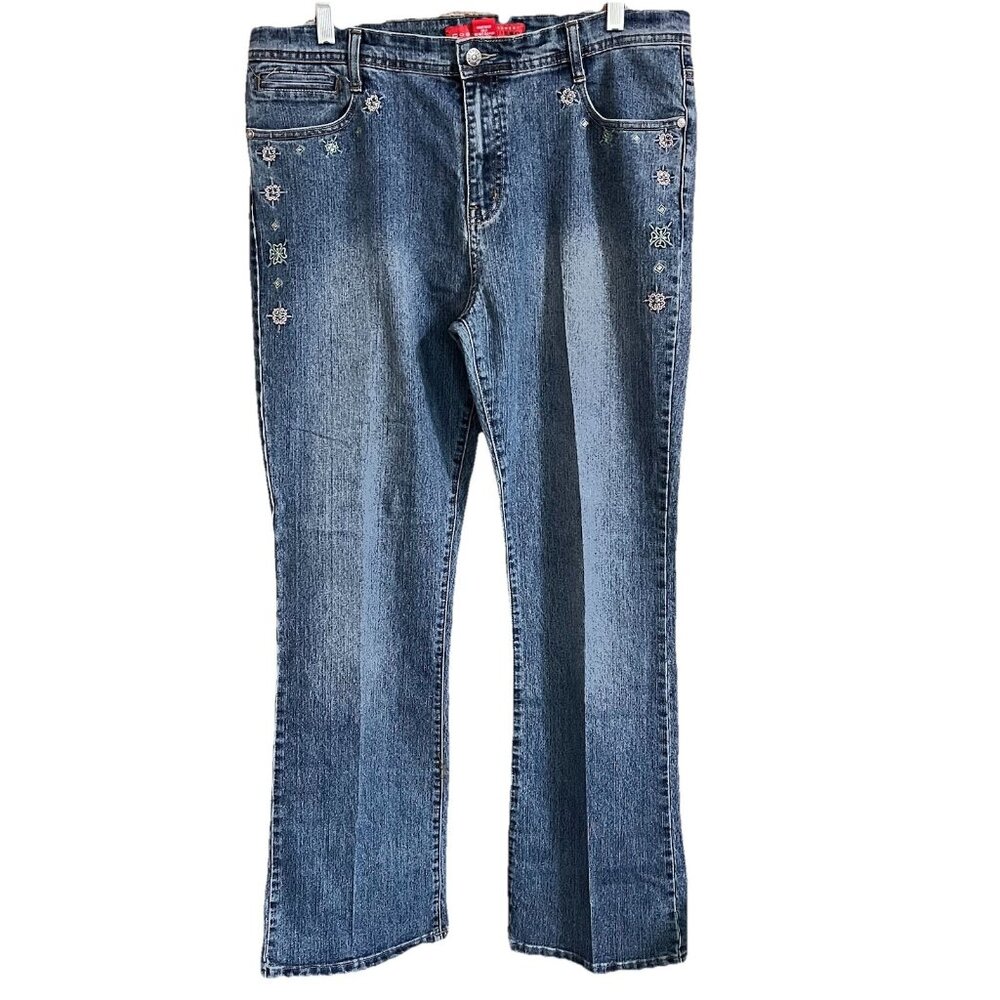 Womens Cosmopolitan Jeans Stretch Embroidered Rhinestones Size 14 Meas 37x31.5